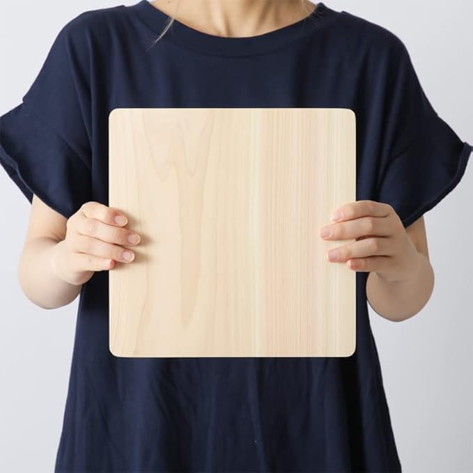京都活具 ヒノキのまな板 正方形 23×23cm 厚板一枚板