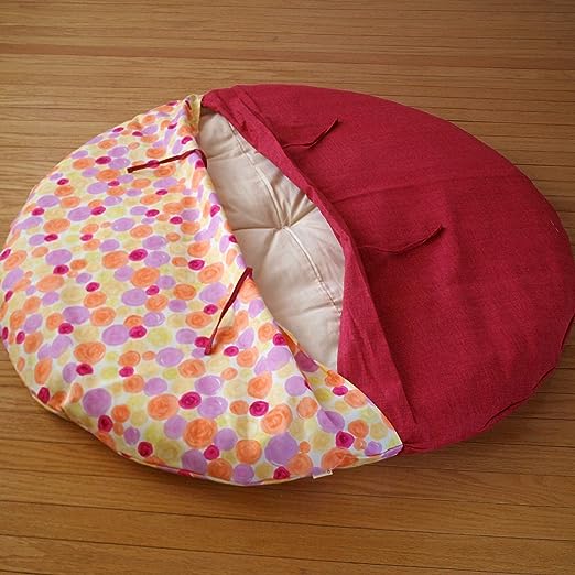 洛中高岡屋 ヌードせんべい座布団&カバーセット 撥水タイプ 直径100cm (しゃぼんはる×躑躅色)