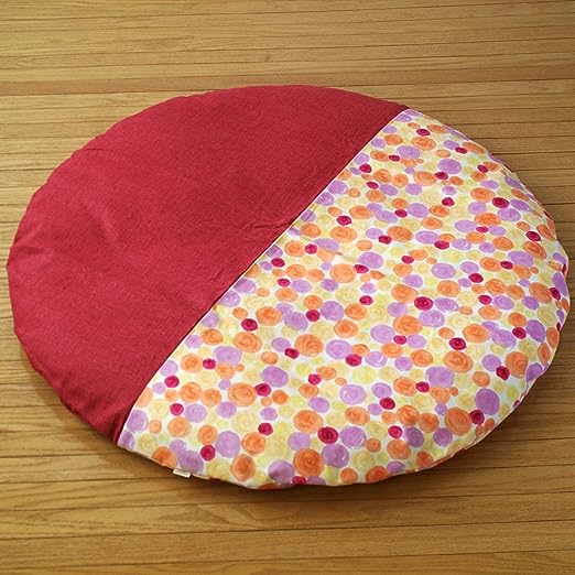 洛中高岡屋 ヌードせんべい座布団&カバーセット 撥水タイプ 直径100cm (しゃぼんはる×躑躅色)