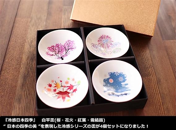 丸モ高木陶器 冷感日本四季平盃揃