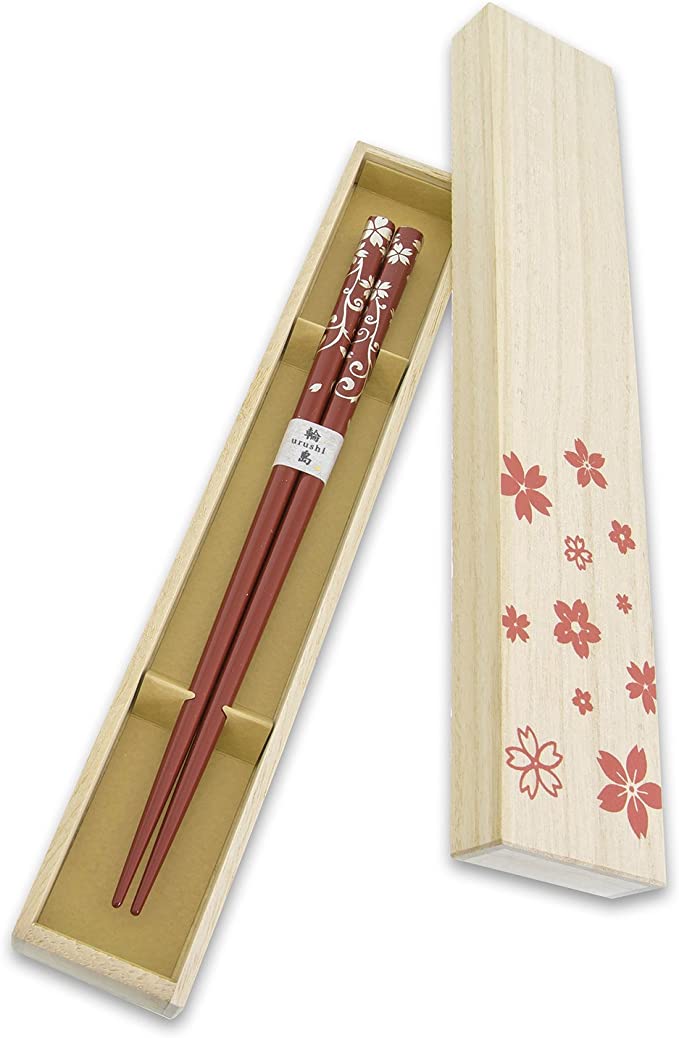 橋本幸作漆器店 輪島うるし箸 雪月風花 唐桜 朱 桐箱入り
