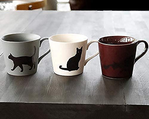 丸モ高木陶器 まりと猫 アメ釉 マグカップ 温感マグ