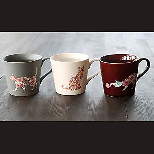 丸モ高木陶器 まりと猫 アメ釉 マグカップ 温感マグ
