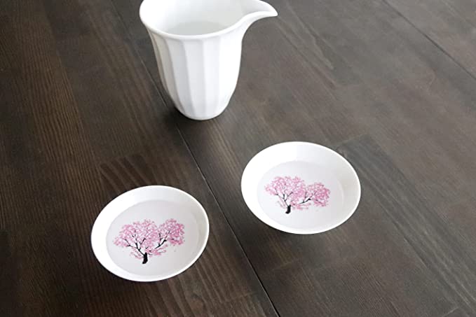 丸モ高木陶器 冷感桜 白平盃 ペアセット