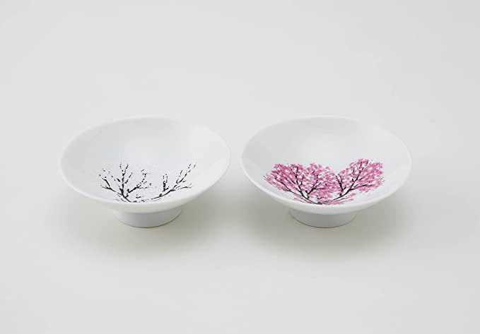 丸モ高木陶器 冷感桜 白平盃 ペアセット