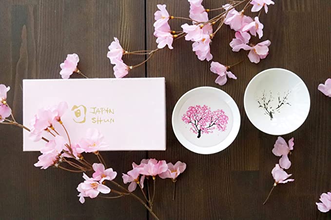 丸モ高木陶器 冷感桜 白平盃 ペアセット