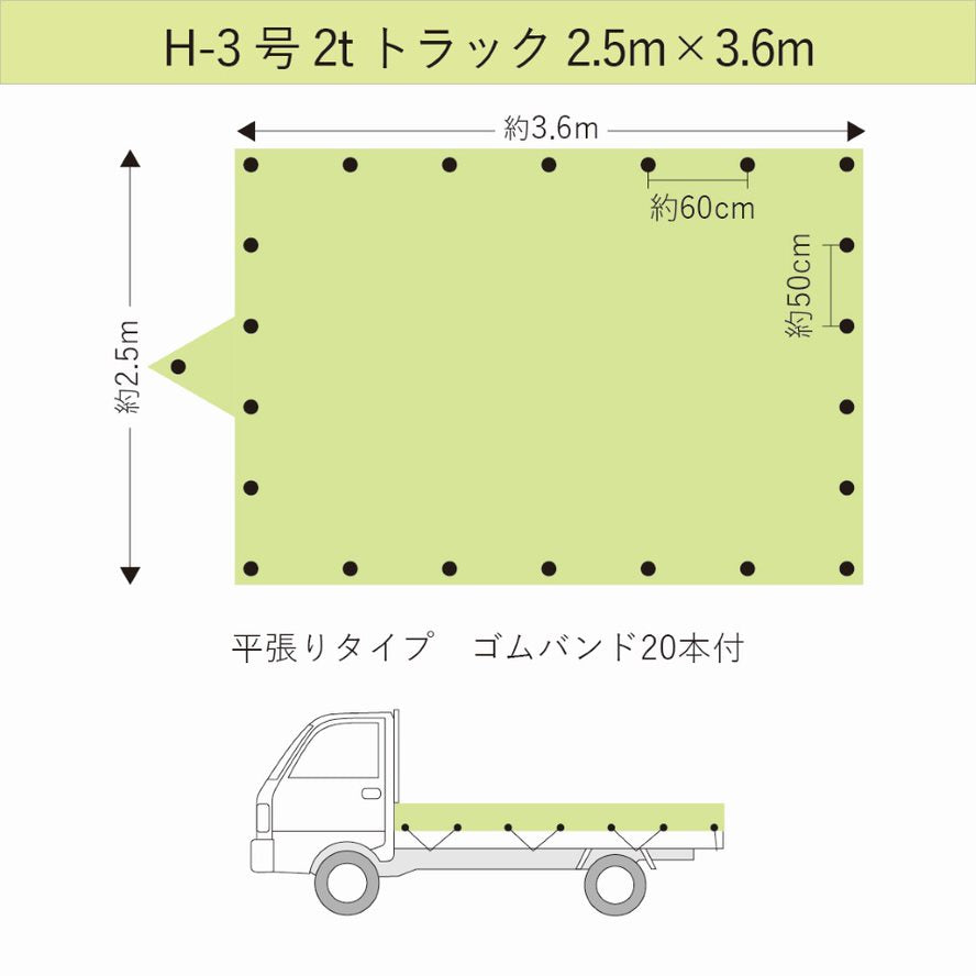 萩原工業 エステル帆布 トラックシート H-3号 2.5mX3.6m