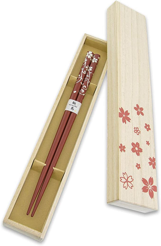 橋本幸作漆器店 輪島うるし箸 雪月風花 唐桜 朱 桐箱入り